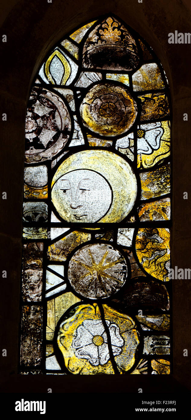 Medieval stained glass fragments, St. Andrew`s Church, Chedworth